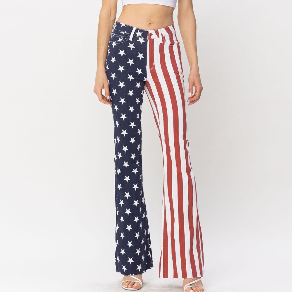 Judy Blue HW American Flag Curvy Print Flare - 88560 - NWT - SZ 20W